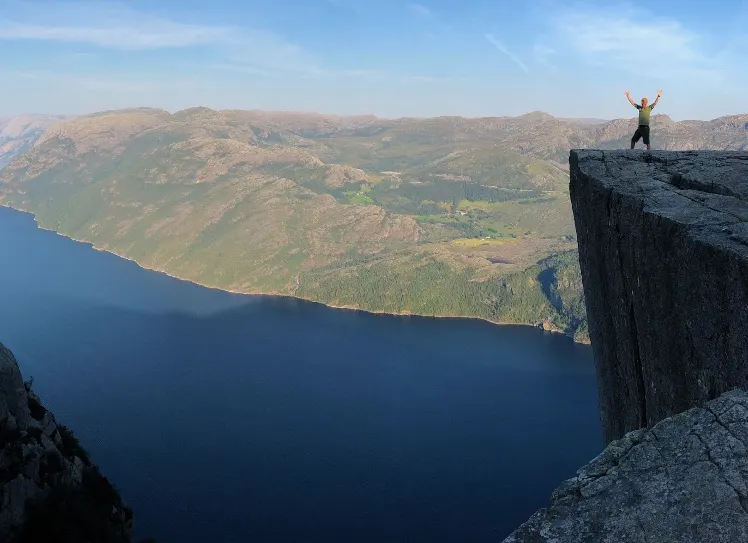 Fjord walk and mountain road in Norway